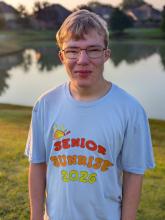 Wilson in Senior Sunrise 2026 shirt